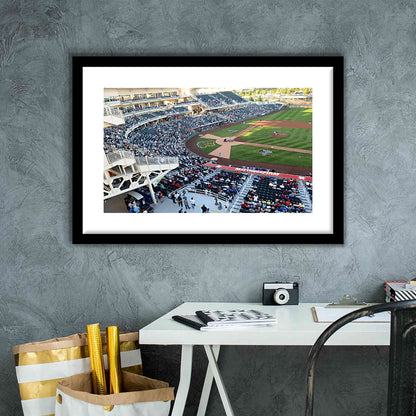 Isotopes Park in Mexico, Stadium Canvas, Sport Art, Gift for him, White Border Framed Art Print Wall Decor