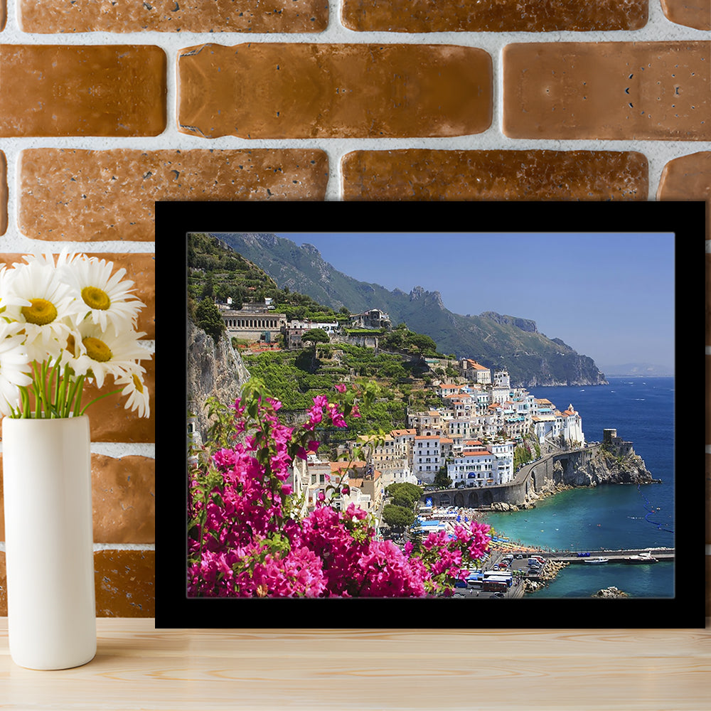 Italy Campania Amalfi Coast Amalfi Amalfi Overview From Grand Hotel, Framed Art Print, Picture Framed