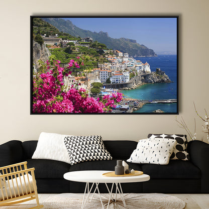 Italy Campania Amalfi Coast Amalfi Amalfi Overview From Grand Hotel, Framed Cavas Print, Floating Frame