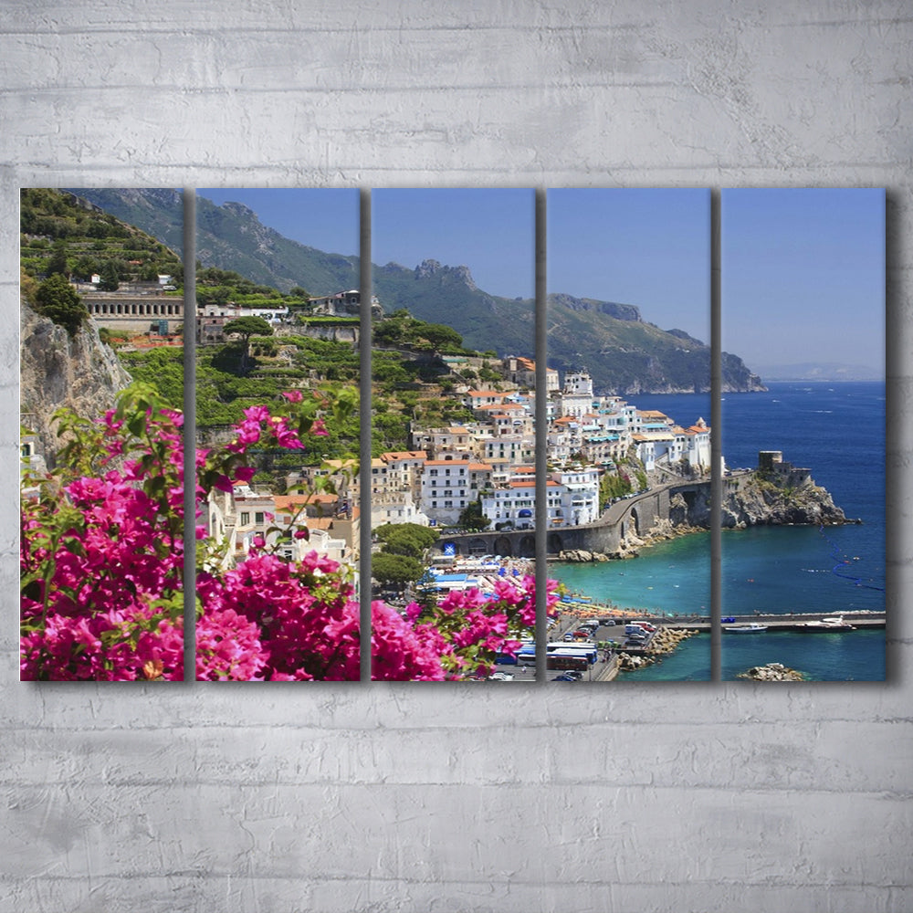 Italy Campania Amalfi Coast Amalfi Amalfi overview from Grand Hotel, 5 Piece B Extra Large Cavas Print Wall Art Decor