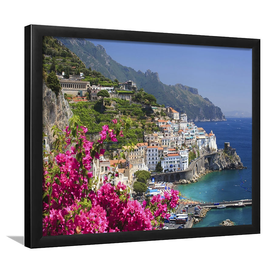 Italy Campania Amalfi Coast Amalfi Amalfi Overview From Grand Hotel, Framed Art Print, Picture Framed
