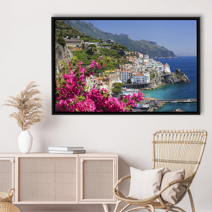 Italy Campania Amalfi Coast Amalfi Amalfi Overview From Grand Hotel, Framed Cavas Print, Floating Frame