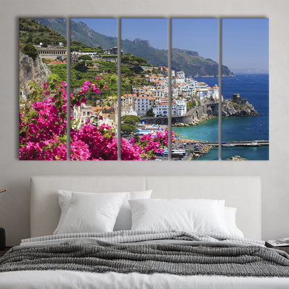 Italy Campania Amalfi Coast Amalfi Amalfi overview from Grand Hotel, 5 Piece B Extra Large Cavas Print Wall Art Decor