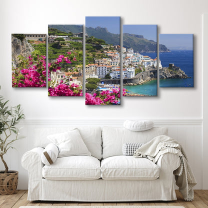 Italy Campania Amalfi Coast Amalfi Amalfi overview from Grand Hotel, 5 Piece Large Cavas Print Wall Art