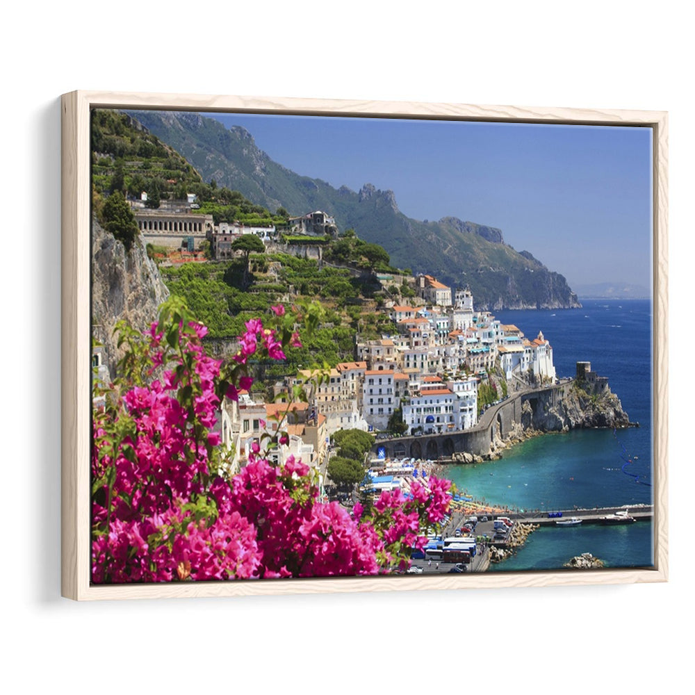 Italy Campania Amalfi Coast Amalfi Amalfi Overview From Grand Hotel, Framed Cavas Print, Floating Frame