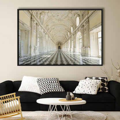 Italy Piedmont. The Galleria Grande Of The Venaria Reale Large Stretched Canvas, Framed Cavas Print, Floating Frame