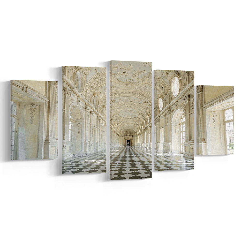 Italy Piedmont. the Galleria Grande of the Venaria reale Large Stretched Canvas, 5 Piece Large Cavas Print Wall Art