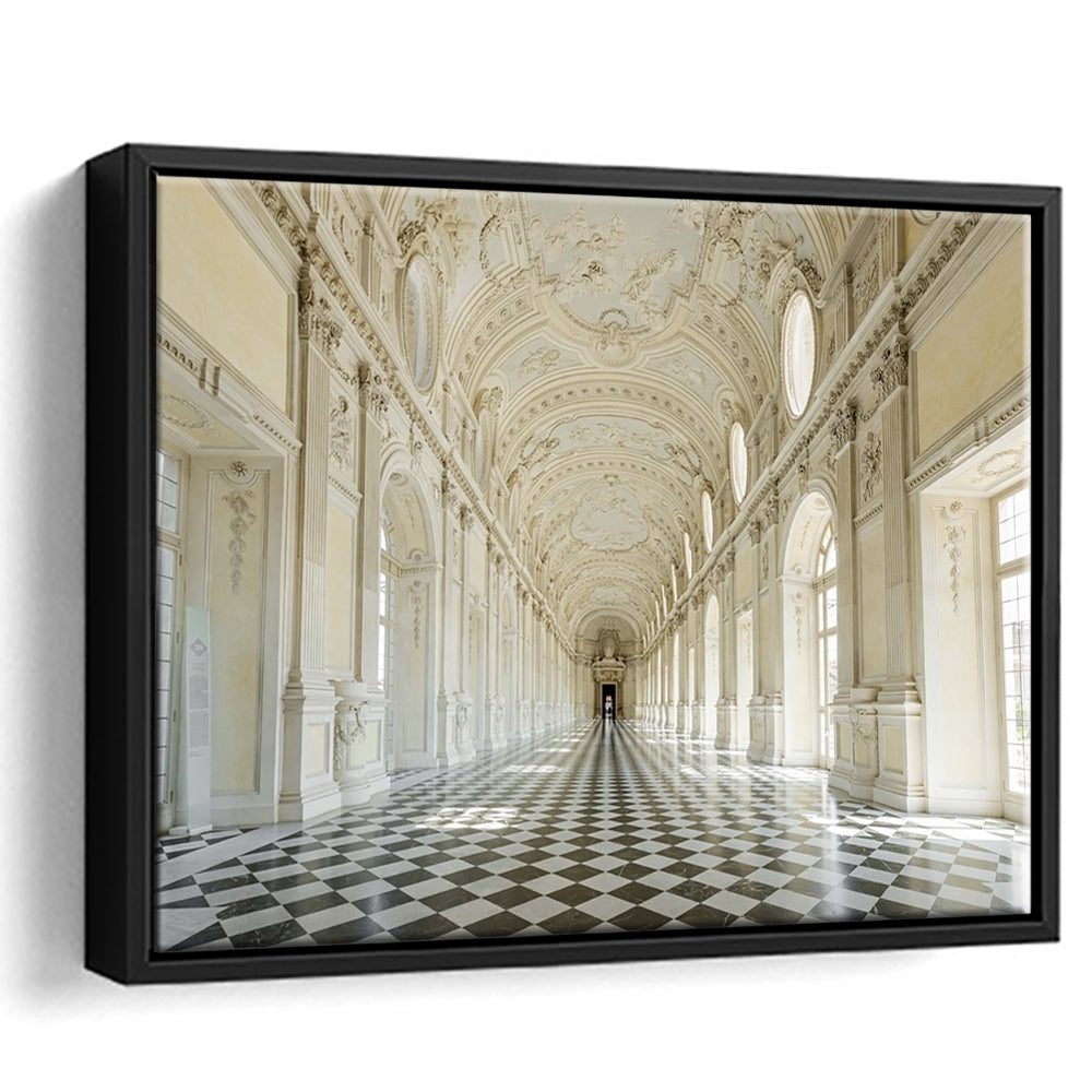 Italy Piedmont. The Galleria Grande Of The Venaria Reale Large Stretched Canvas, Framed Cavas Print, Floating Frame
