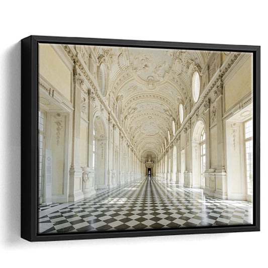 Italy Piedmont. The Galleria Grande Of The Venaria Reale Large Stretched Canvas, Framed Cavas Print, Floating Frame