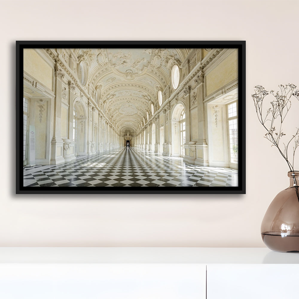 Italy Piedmont. The Galleria Grande Of The Venaria Reale Large Stretched Canvas, Framed Cavas Print, Floating Frame