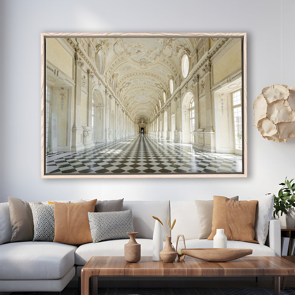 Italy Piedmont. The Galleria Grande Of The Venaria Reale Large Stretched Canvas, Framed Cavas Print, Floating Frame