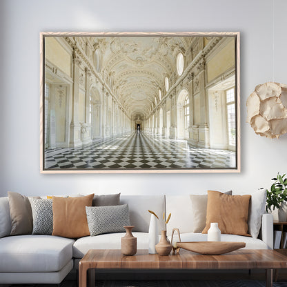 Italy Piedmont. The Galleria Grande Of The Venaria Reale Large Stretched Canvas, Framed Cavas Print, Floating Frame