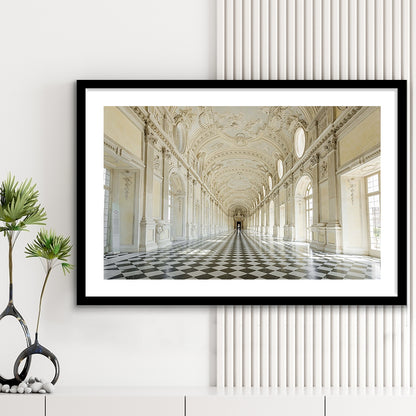 Italy Piedmont. The Galleria Grande Of The Venaria Reale Large Stretched, Framed Art Print White Border