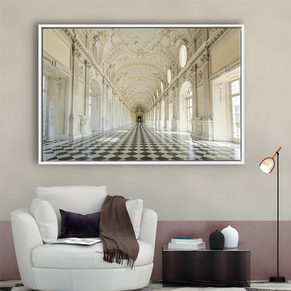 Italy Piedmont. The Galleria Grande Of The Venaria Reale Large Stretched Canvas, Framed Cavas Print, Floating Frame