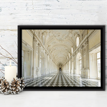 Italy Piedmont. The Galleria Grande Of The Venaria Reale Large Stretched Canvas, Framed Cavas Print, Floating Frame