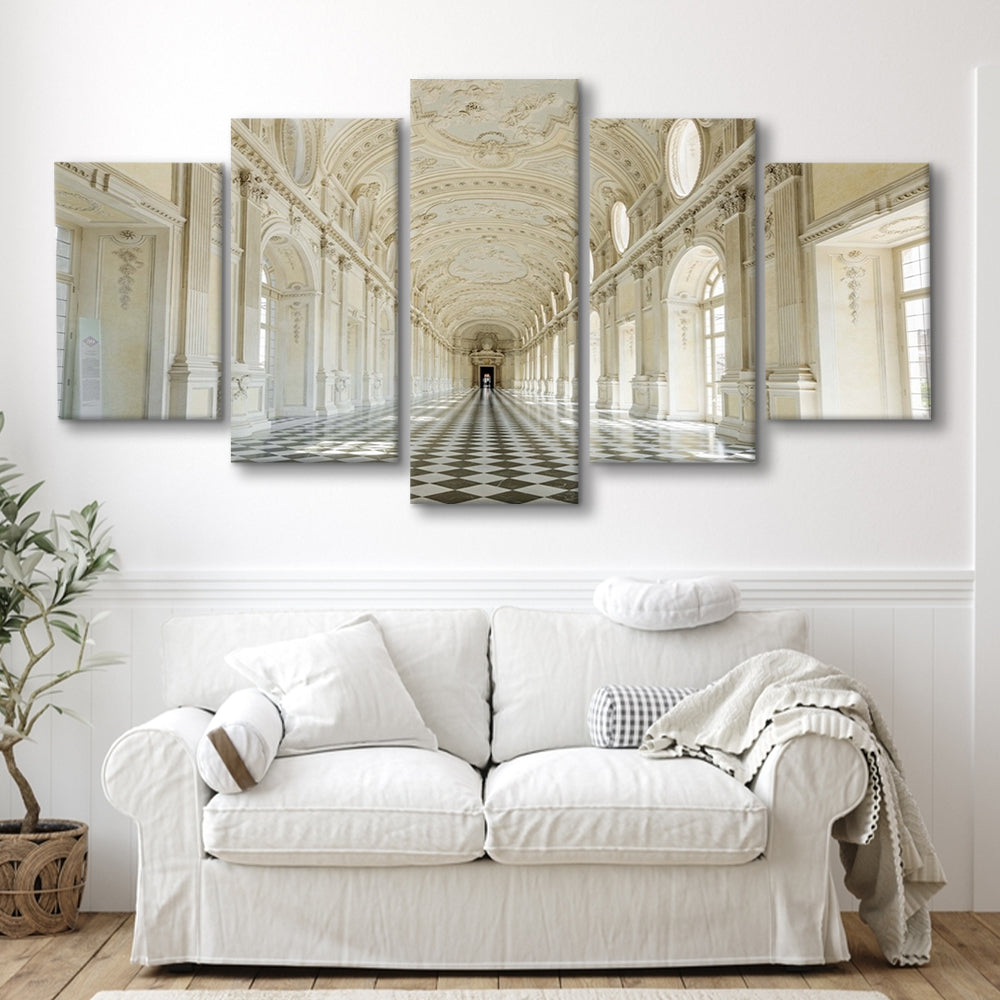 Italy Piedmont. the Galleria Grande of the Venaria reale Large Stretched Canvas, 5 Piece Large Cavas Print Wall Art