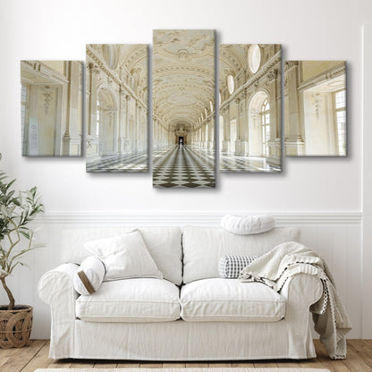 Italy Piedmont. the Galleria Grande of the Venaria reale Large Stretched Canvas, 5 Piece Large Cavas Print Wall Art