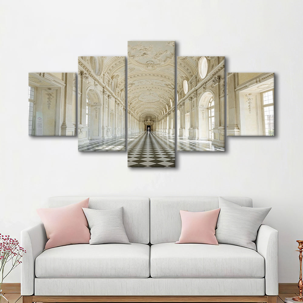 Italy Piedmont. the Galleria Grande of the Venaria reale Large Stretched Canvas, 5 Piece Large Cavas Print Wall Art