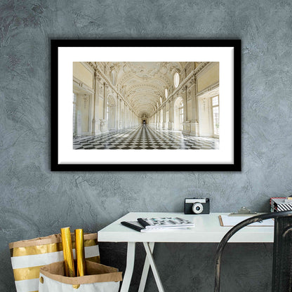 Italy Piedmont. The Galleria Grande Of The Venaria Reale Large Stretched, Framed Art Print White Border