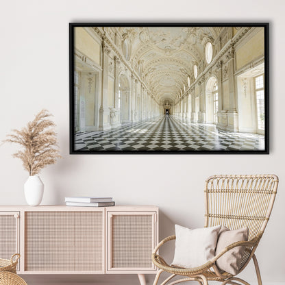 Italy Piedmont. The Galleria Grande Of The Venaria Reale Large Stretched Canvas, Framed Cavas Print, Floating Frame