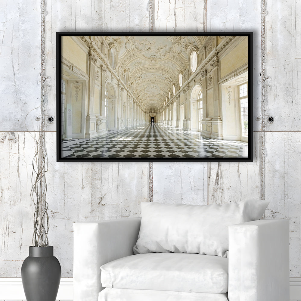 Italy Piedmont. The Galleria Grande Of The Venaria Reale Large Stretched Canvas, Framed Cavas Print, Floating Frame