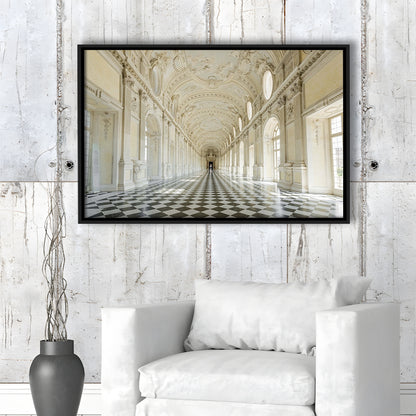 Italy Piedmont. The Galleria Grande Of The Venaria Reale Large Stretched Canvas, Framed Cavas Print, Floating Frame