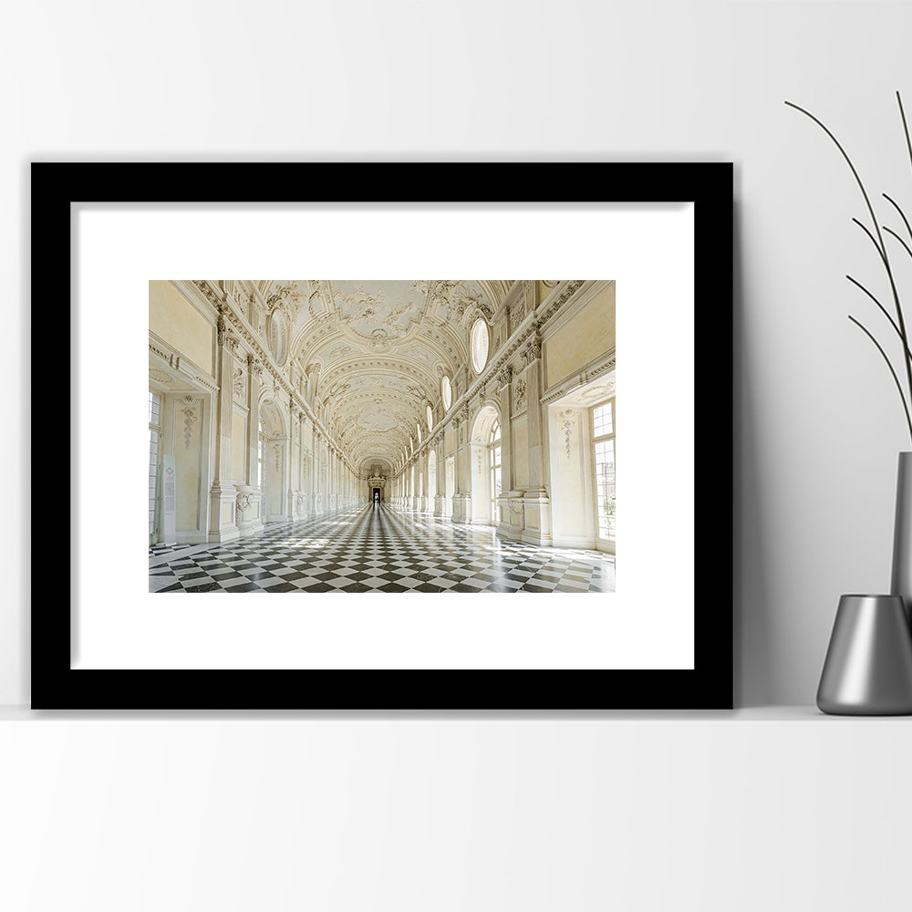 Italy Piedmont. The Galleria Grande Of The Venaria Reale Large Stretched, Framed Art Print White Border