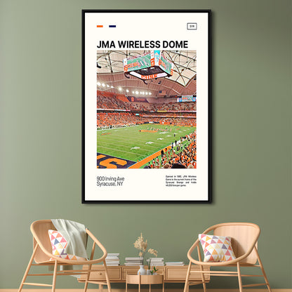 JMA Wireless Dome Print, Syracuse Orange Stadium Canvas Art, Man Cave Gift, Floating Framed Canvas Print Wall Art