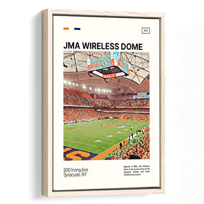 JMA Wireless Dome Print, Syracuse Orange Stadium Canvas Art, Man Cave Gift, Floating Framed Canvas Print Wall Art
