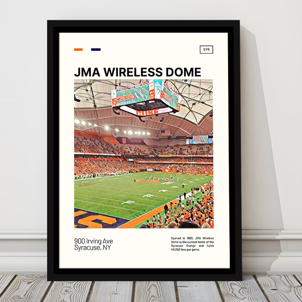 JMA Wireless Dome Print, Syracuse Orange Stadium Canvas Art, Man Cave Gift, Floating Framed Canvas Print Wall Art