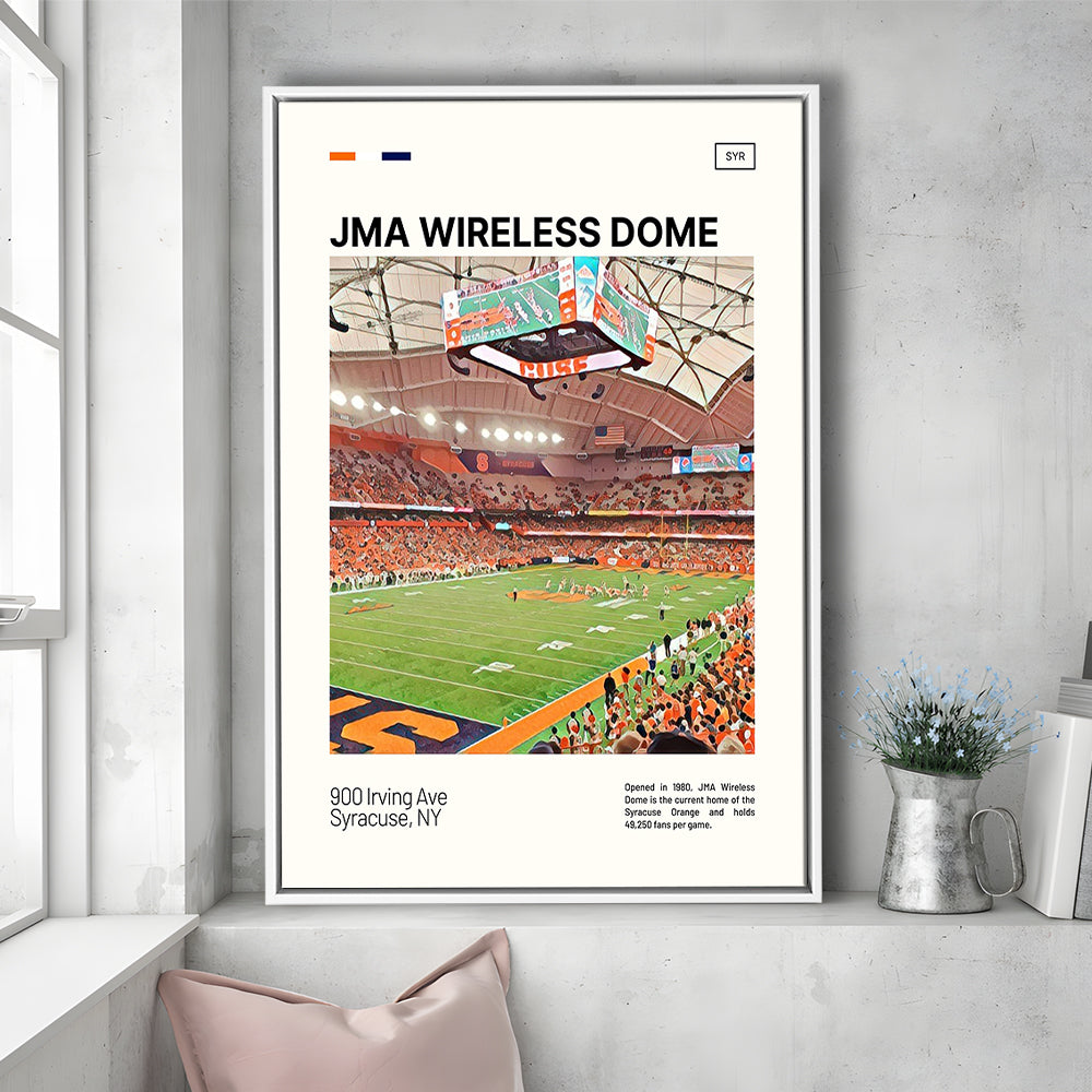 JMA Wireless Dome Print, Syracuse Orange Stadium Canvas Art, Man Cave Gift, Floating Framed Canvas Print Wall Art