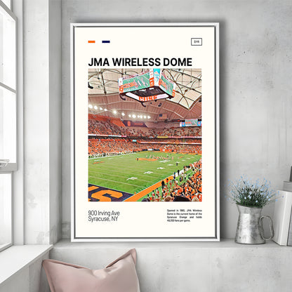 JMA Wireless Dome Print, Syracuse Orange Stadium Canvas Art, Man Cave Gift, Floating Framed Canvas Print Wall Art