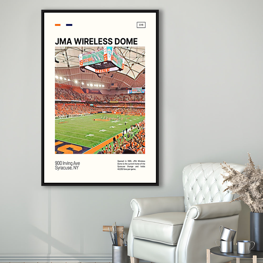 JMA Wireless Dome Print, Syracuse Orange Stadium Canvas Art, Man Cave Gift, Floating Framed Canvas Print Wall Art