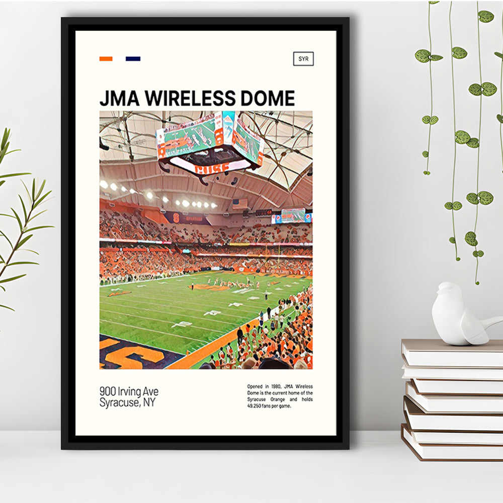 JMA Wireless Dome Print, Syracuse Orange Stadium Canvas Art, Man Cave Gift, Floating Framed Canvas Print Wall Art