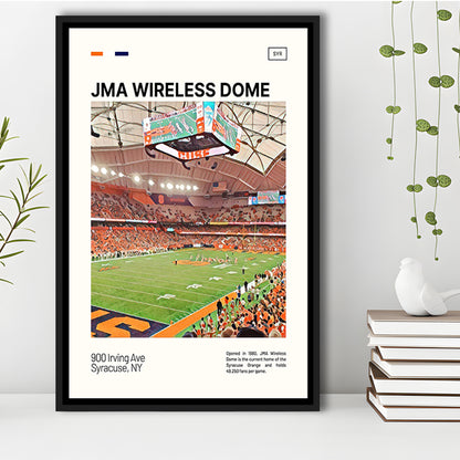 JMA Wireless Dome Print, Syracuse Orange Stadium Canvas Art, Man Cave Gift, Floating Framed Canvas Print Wall Art