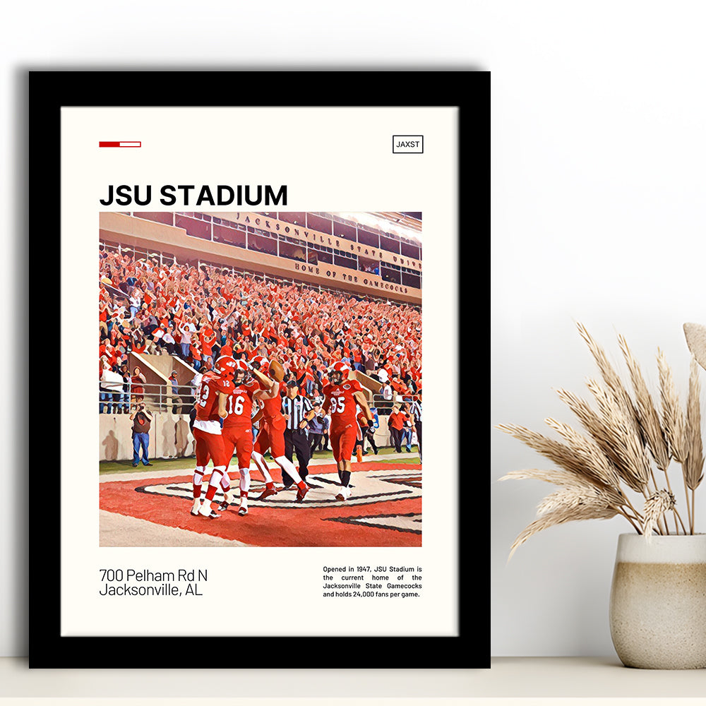 JSU Stadium Print, Jacksonville State Gamecocks Stadium Art, Gifts for him, Sport Art, Framed Art Print Wall Decor