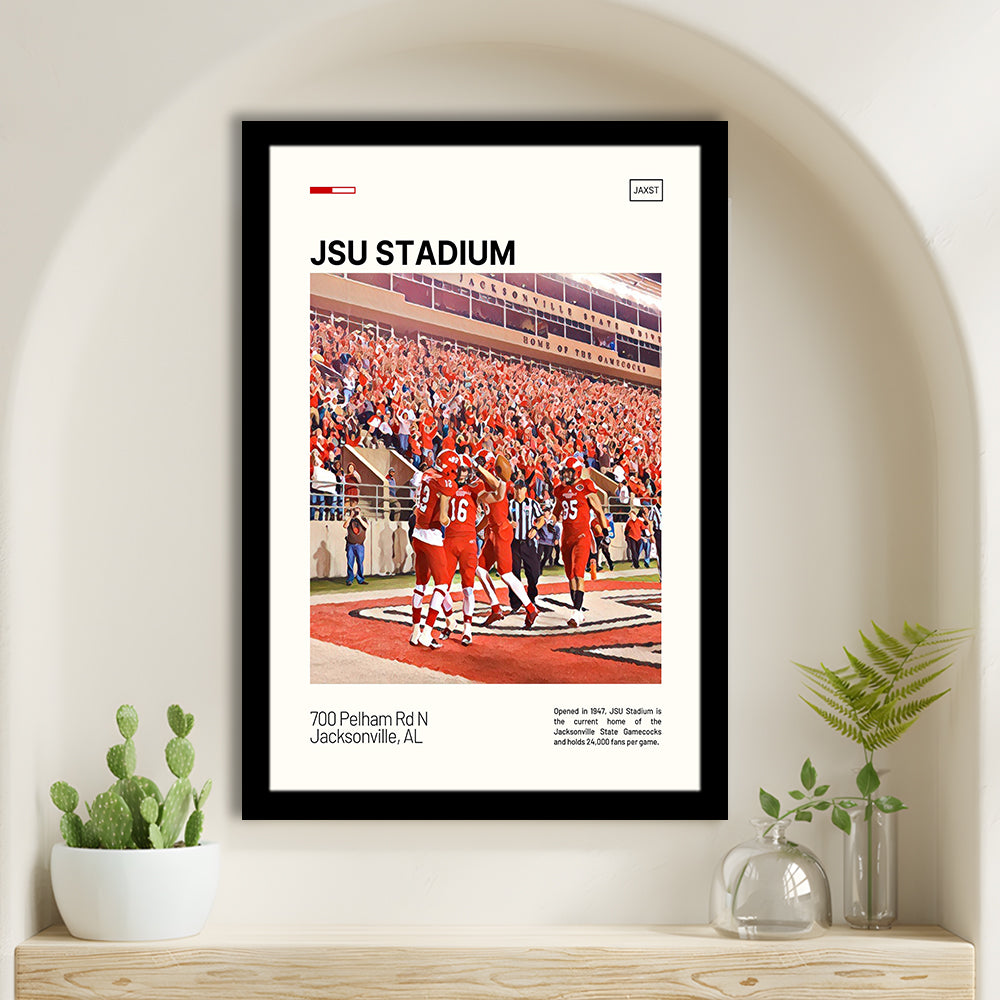 JSU Stadium Print, Jacksonville State Gamecocks Stadium Art, Gifts for him, Sport Art, Framed Art Print Wall Decor