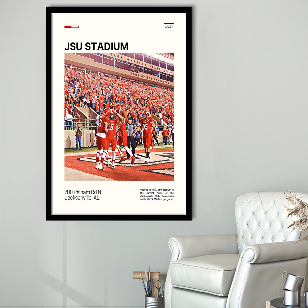 JSU Stadium Print, Jacksonville State Gamecocks Stadium Art, Gifts for him, Sport Art, Framed Art Print Wall Decor
