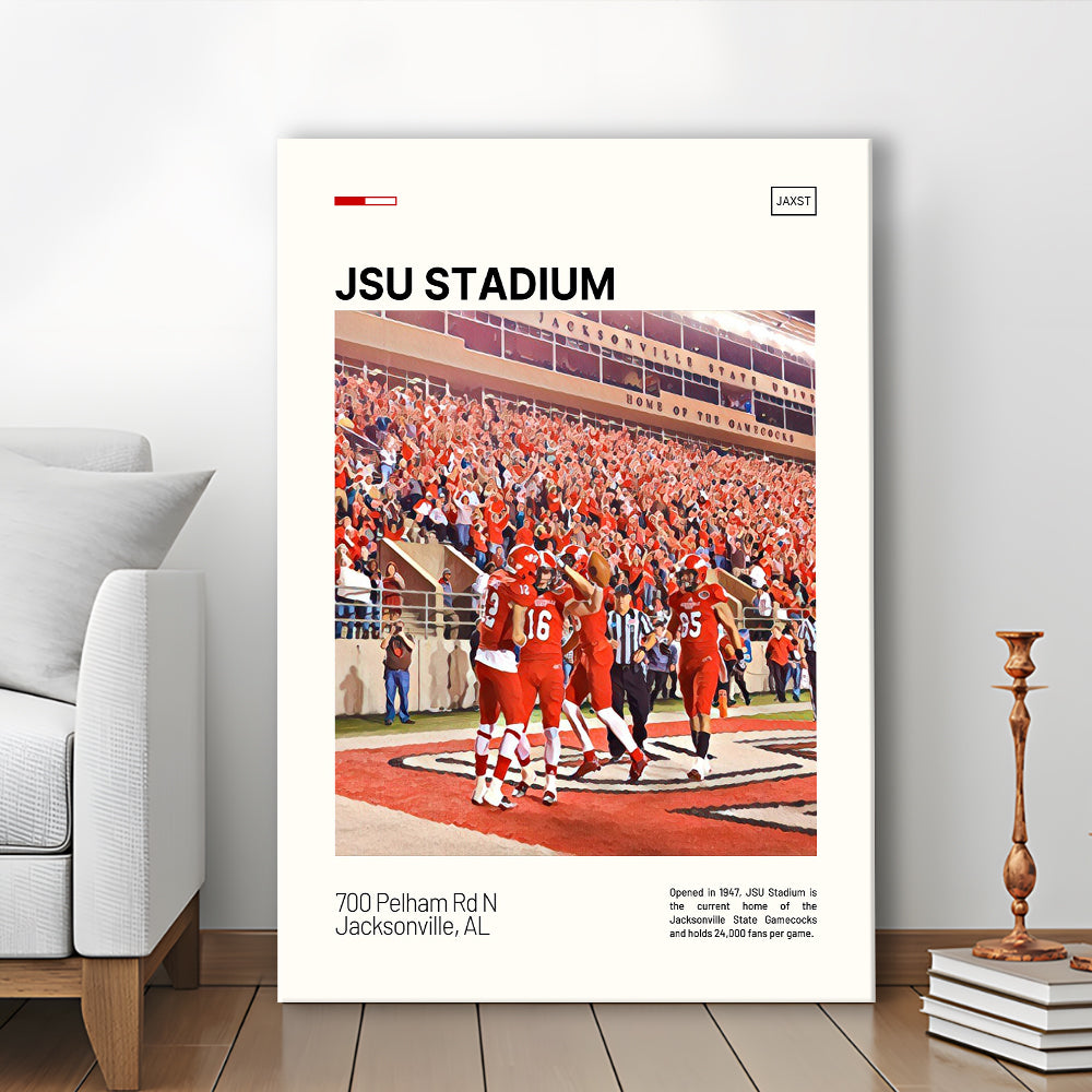 JSU Stadium Print, Jacksonville State Gamecocks Stadium Canvas Art, Fan Gifts, Sport Art, Canvas Print Wall Art