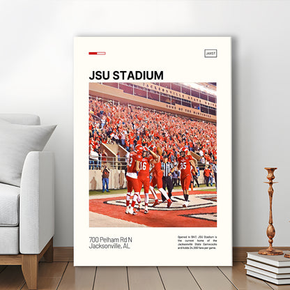 JSU Stadium Print, Jacksonville State Gamecocks Stadium Canvas Art, Fan Gifts, Sport Art, Canvas Print Wall Art