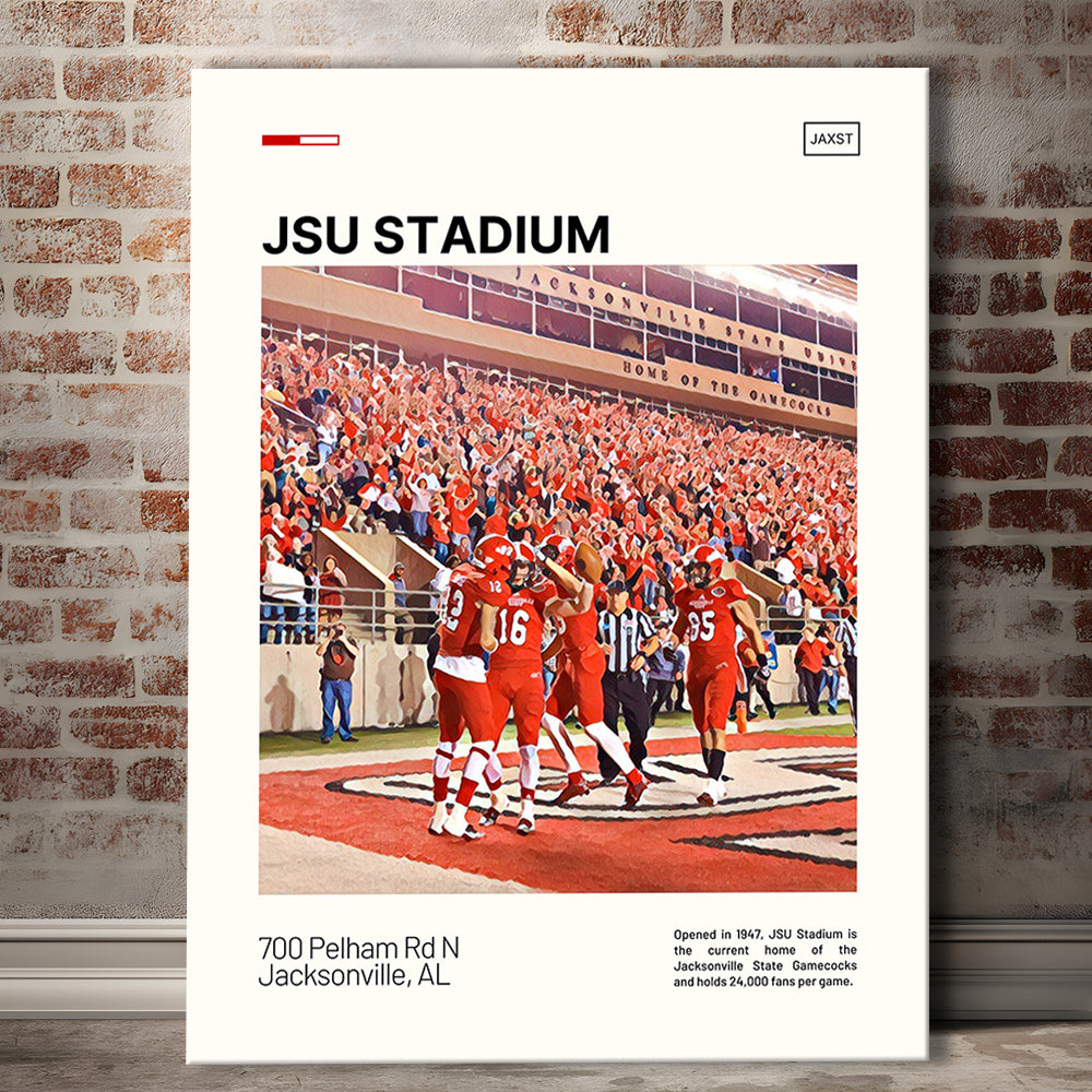 JSU Stadium Print, Jacksonville State Gamecocks Stadium Canvas Art, Fan Gifts, Sport Art, Canvas Print Wall Art