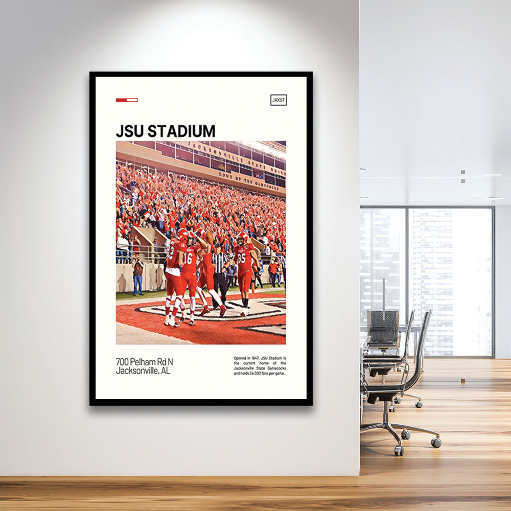 JSU Stadium Print, Jacksonville State Gamecocks Stadium Art, Gifts for him, Sport Art, Framed Art Print Wall Decor