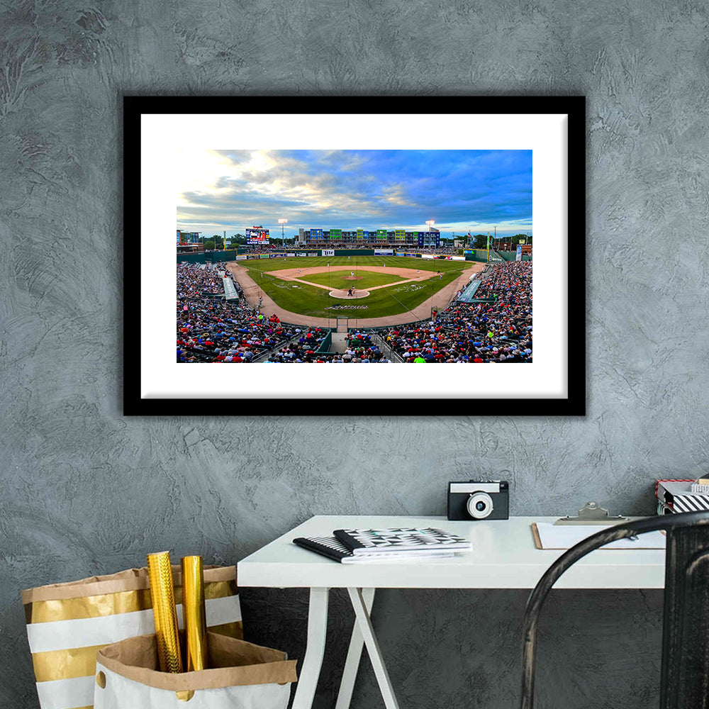 Jackson Field, Stadium Canvas, Sport Art, Gift for him, White Border Framed Art Print Wall Decor