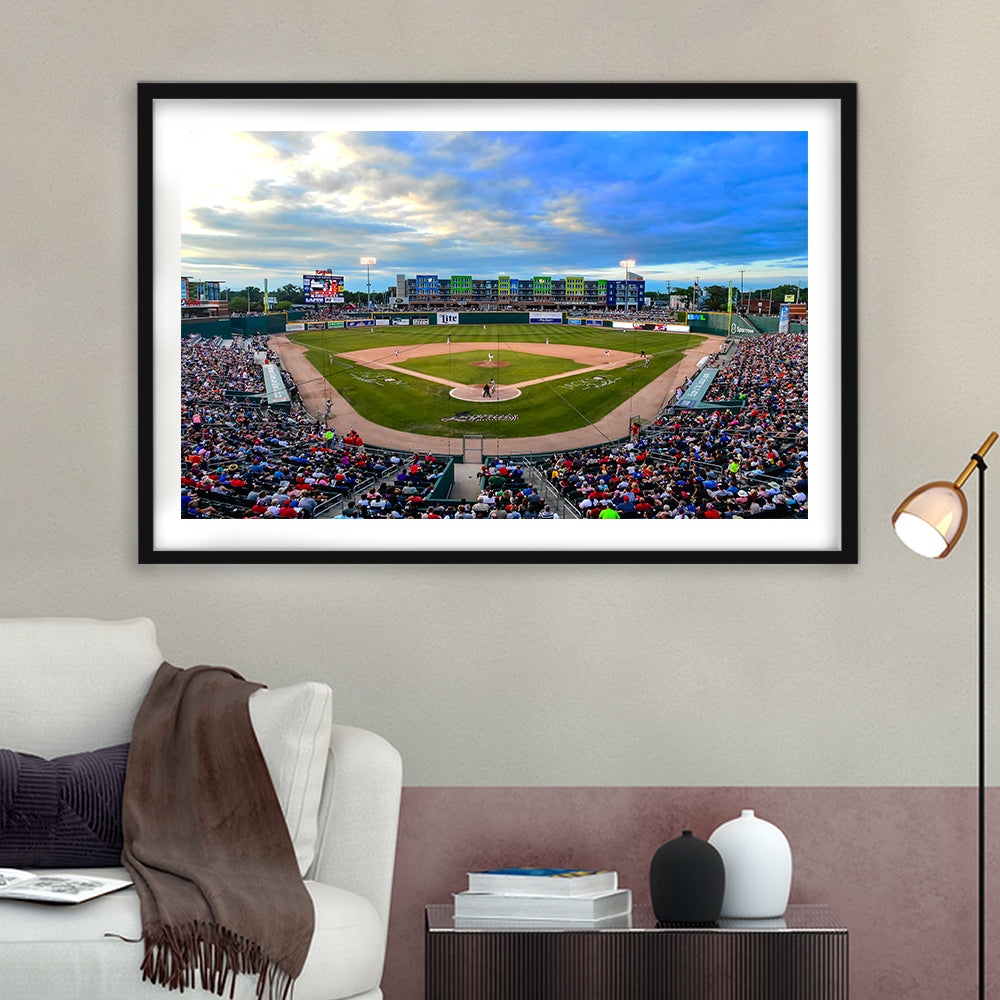 Jackson Field, Stadium Canvas, Sport Art, Gift for him, White Border Framed Art Print Wall Decor