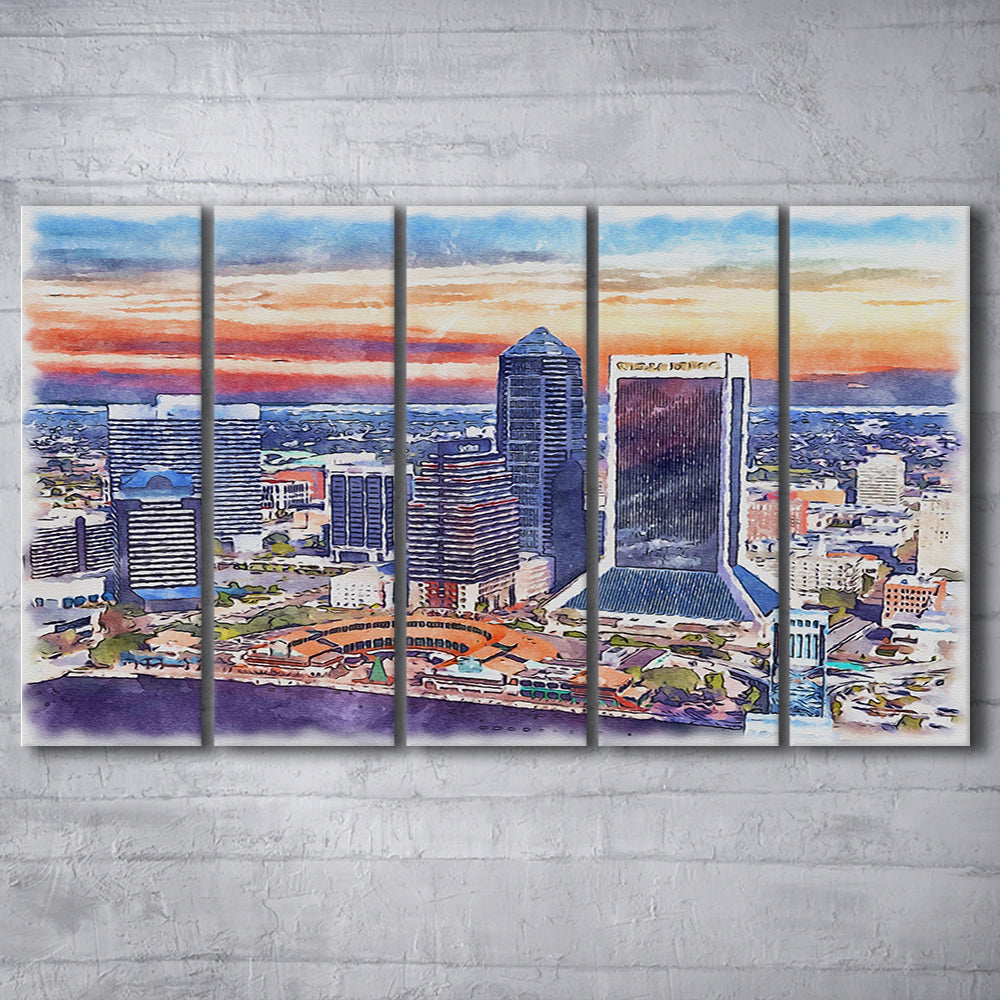 Jacksonville Watercolor Painting Canvas, Jacksonville Florida, Sport Art, Extra Large Canvas Print Wall Art