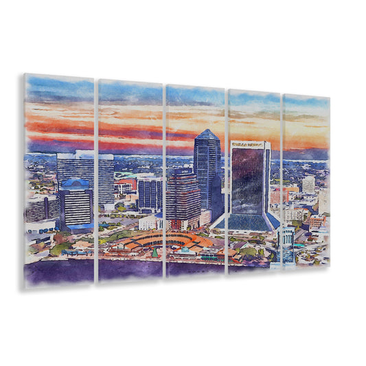 Jacksonville Watercolor Painting Canvas, Jacksonville Florida, Sport Art, Extra Large Canvas Print Wall Art