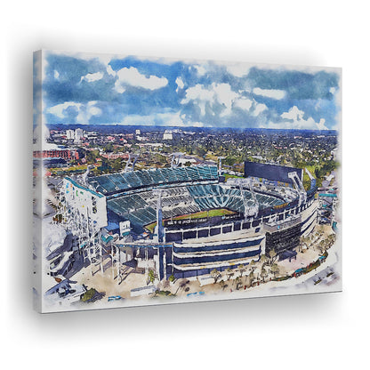 Jaguars Football Stadium, TIAA Bank Field Watercolor, Sport Art, Gifts for him, Canvas Print Wall Art
