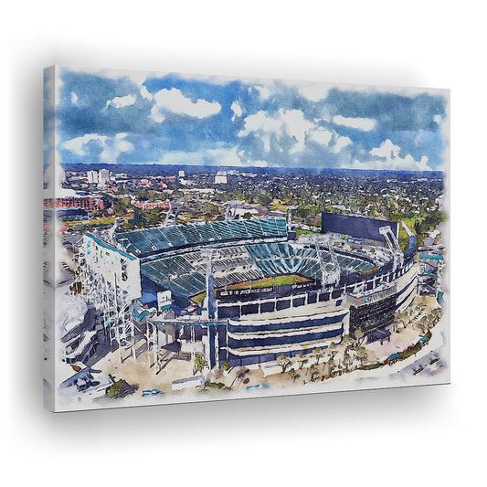 Jaguars Football Stadium, TIAA Bank Field Watercolor, Sport Art, Gifts for him, Canvas Print Wall Art