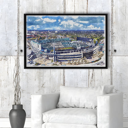 Jaguars Football Stadium, TIAA Bank Field Watercolor, Sport Gift Art, Framed Canvas Print Wall Art