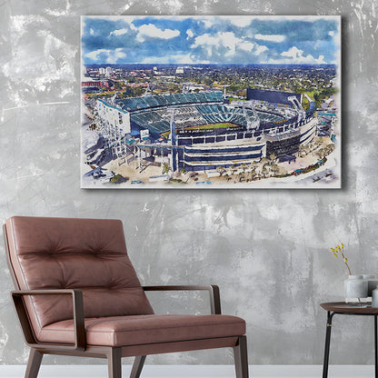 Jaguars Football Stadium, TIAA Bank Field Watercolor, Sport Art, Gifts for him, Canvas Print Wall Art